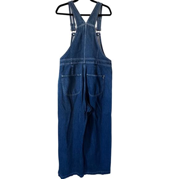 Madewell Overall Women 14 Blue Medium Wash Denim Super Wide-Leg Casual - Picture 7 of 12